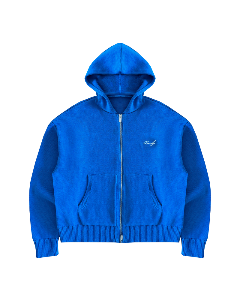 BLUE KNIT HOODIE