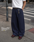 PLEATED TROUSER (PINSTRIPE) (NAVY)