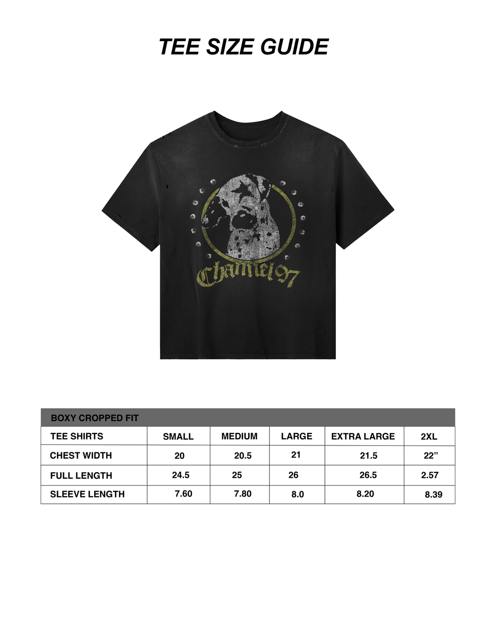 Dogs world tee sizing guide