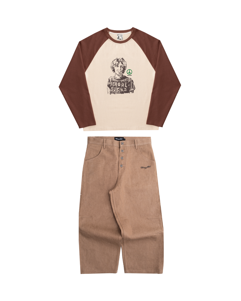 SELVEDGE CHINO + SCHOOL SUCKS RAGLAN (BUNDLE)