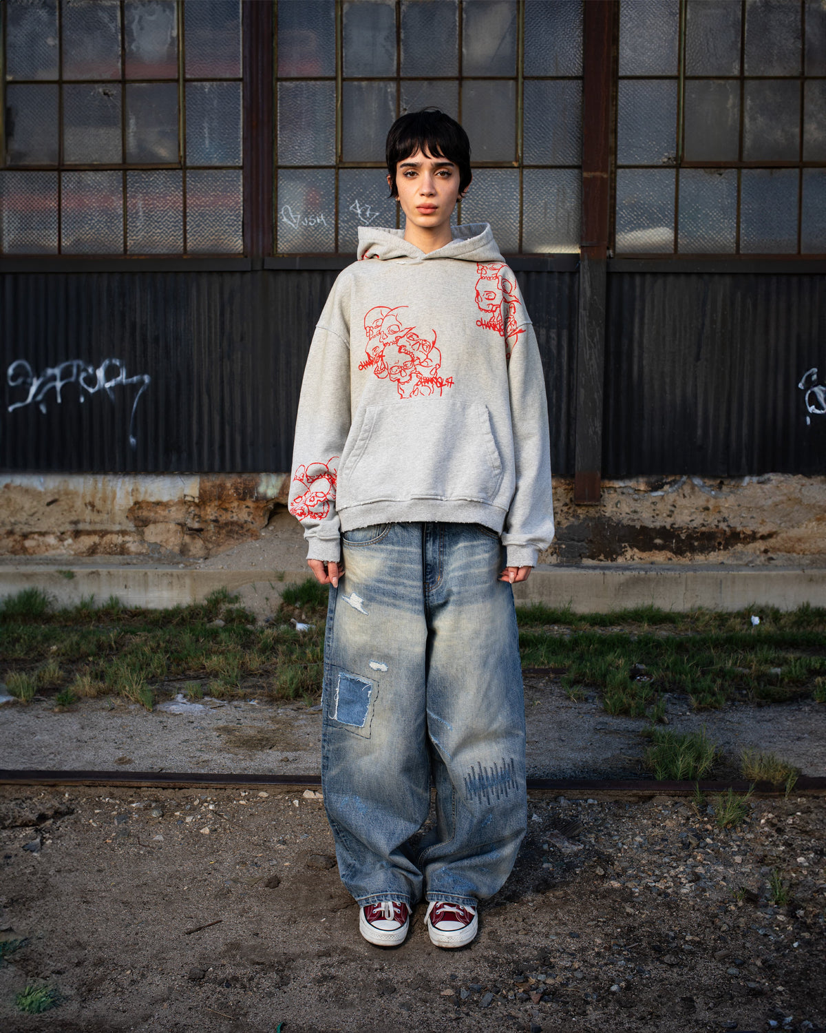 GRAY HOODIE AND BLUE  REPAIRED BUNDLE