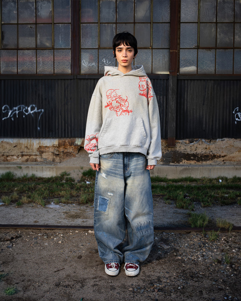 GRAY HOODIE AND BLUE  REPAIRED BUNDLE