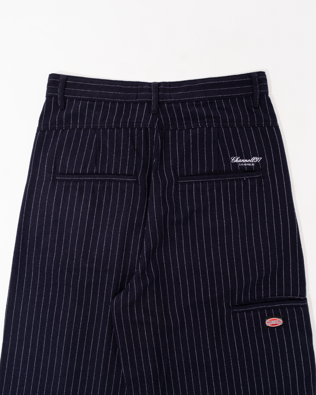 PLEATED TROUSER (PINSTRIPE) (NAVY)