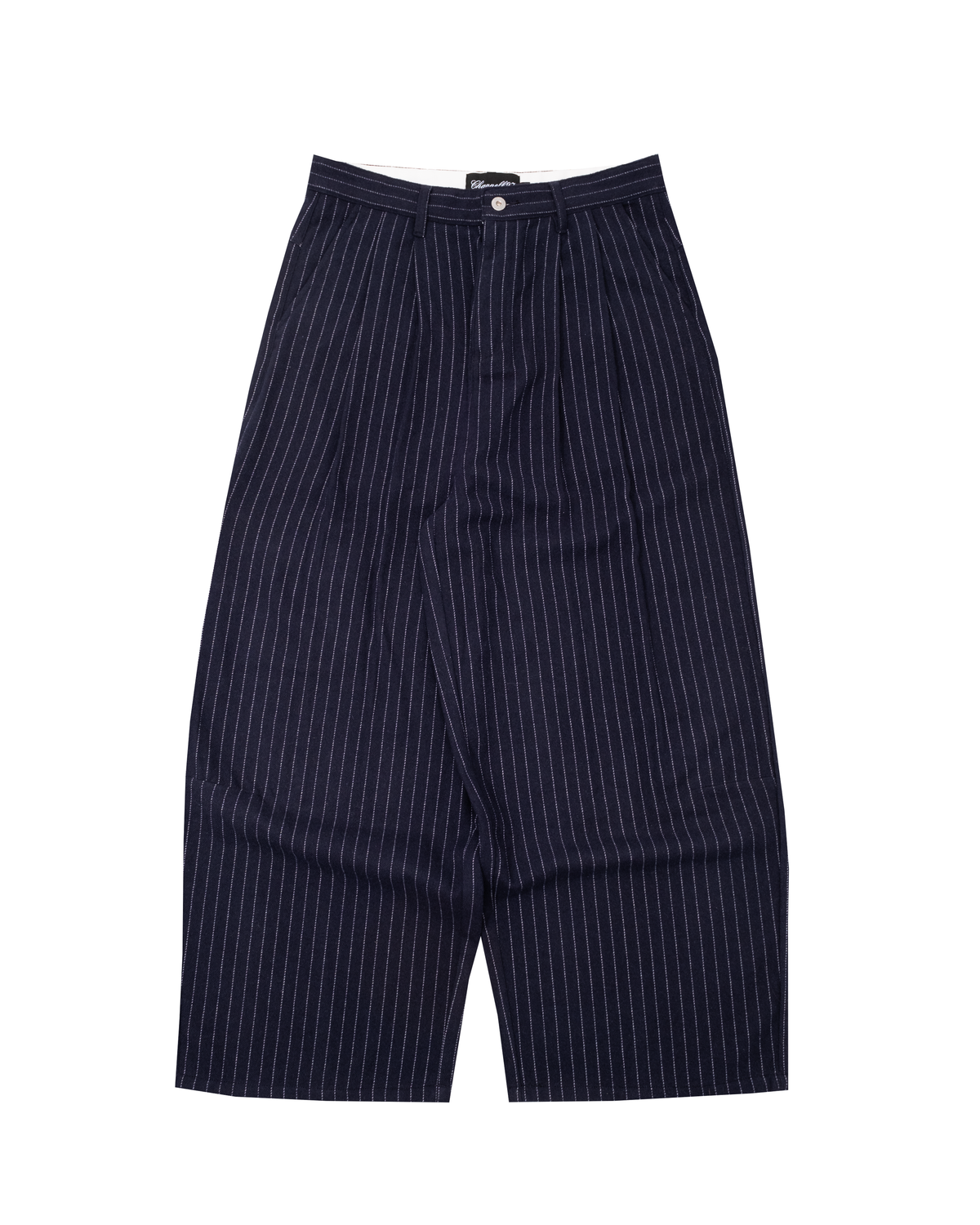 PLEATED TROUSER (PINSTRIPE) (NAVY)