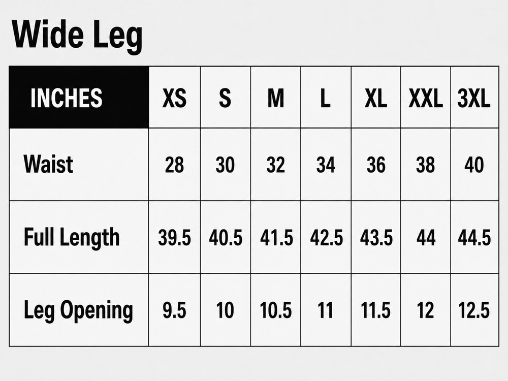 WAXED SELVEDGE sizing guide